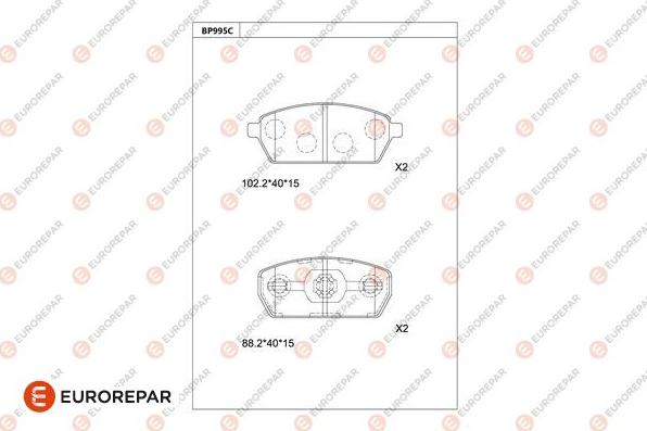 EUROREPAR 1681275480 - Bremžu uzliku kompl., Disku bremzes www.autospares.lv