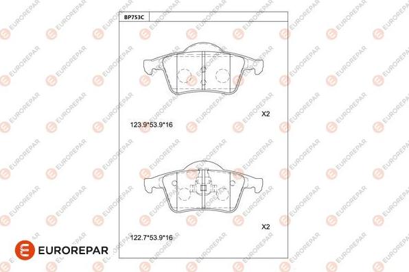 EUROREPAR 1681275080 - Bremžu uzliku kompl., Disku bremzes www.autospares.lv