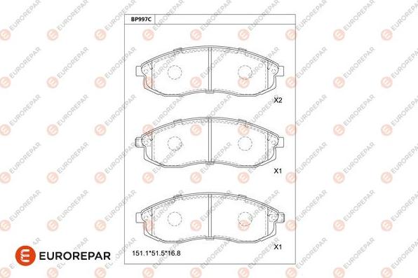 EUROREPAR 1681276080 - Brake Pad Set, disc brake www.autospares.lv