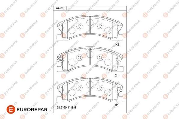 EUROREPAR 1681276780 - Bremžu uzliku kompl., Disku bremzes www.autospares.lv