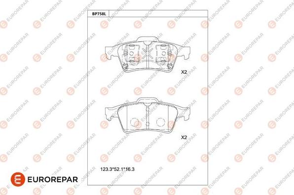 EUROREPAR 1681270380 - Bremžu uzliku kompl., Disku bremzes www.autospares.lv