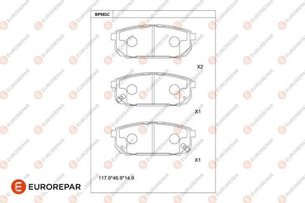 EUROREPAR 1681270780 - Bremžu uzliku kompl., Disku bremzes www.autospares.lv