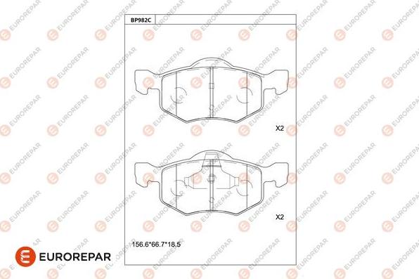 EUROREPAR 1681271980 - Bremžu uzliku kompl., Disku bremzes www.autospares.lv