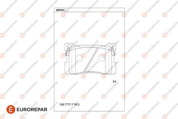 EUROREPAR 1681271480 - Тормозные колодки, дисковые, комплект www.autospares.lv