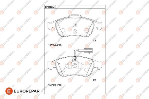 EUROREPAR 1681271080 - Bremžu uzliku kompl., Disku bremzes www.autospares.lv