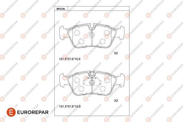 EUROREPAR 1681271280 - Bremžu uzliku kompl., Disku bremzes www.autospares.lv