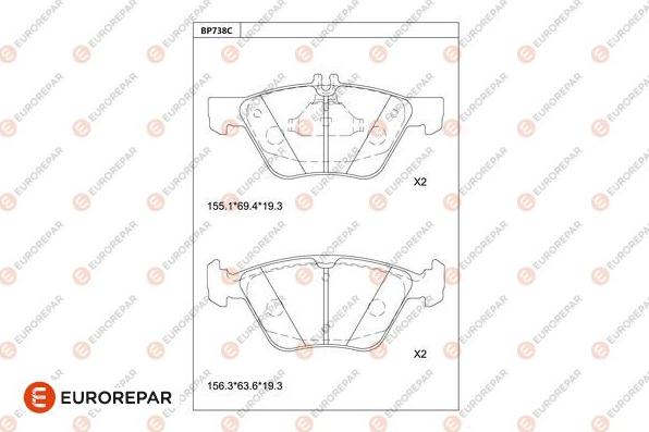 EUROREPAR 1681278680 - Bremžu uzliku kompl., Disku bremzes www.autospares.lv