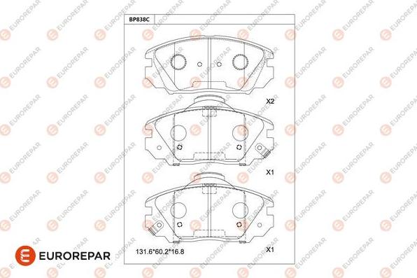 EUROREPAR 1681272980 - Bremžu uzliku kompl., Disku bremzes www.autospares.lv