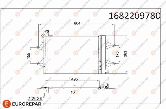 EUROREPAR 1682209780 - Kondensators, Gaisa kond. sistēma www.autospares.lv