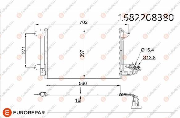 EUROREPAR 1682208380 - Kondensators, Gaisa kond. sistēma www.autospares.lv