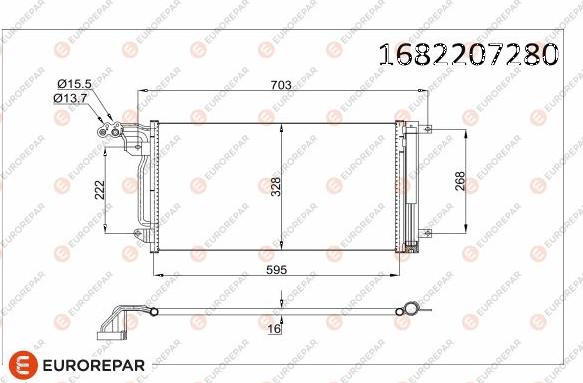 EUROREPAR 1682207380 - Kondensators, Gaisa kond. sistēma www.autospares.lv