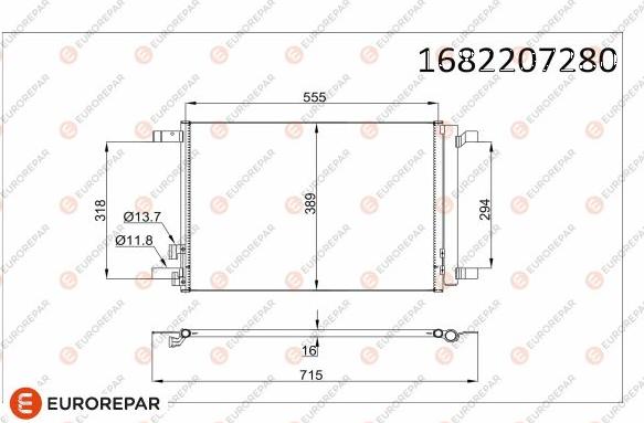 EUROREPAR 1682207280 - Kondensators, Gaisa kond. sistēma www.autospares.lv