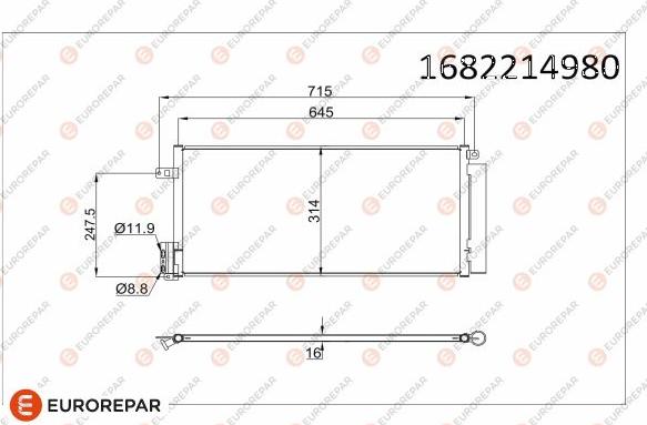 EUROREPAR 1682214980 - Kondensators, Gaisa kond. sistēma www.autospares.lv