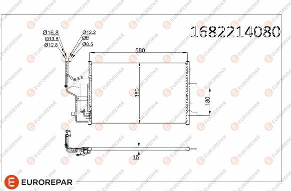 EUROREPAR 1682214080 - Kondensators, Gaisa kond. sistēma www.autospares.lv