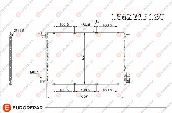 EUROREPAR 1682215180 - Kondensators, Gaisa kond. sistēma www.autospares.lv