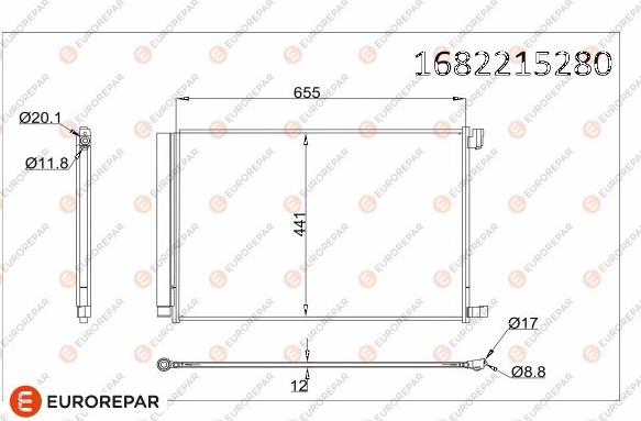 EUROREPAR 1682215280 - Kondensators, Gaisa kond. sistēma www.autospares.lv