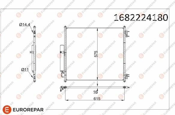 EUROREPAR 1682224180 - Kondensators, Gaisa kond. sistēma www.autospares.lv