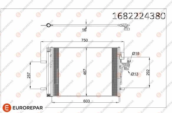 EUROREPAR 1682224380 - Kondensators, Gaisa kond. sistēma www.autospares.lv