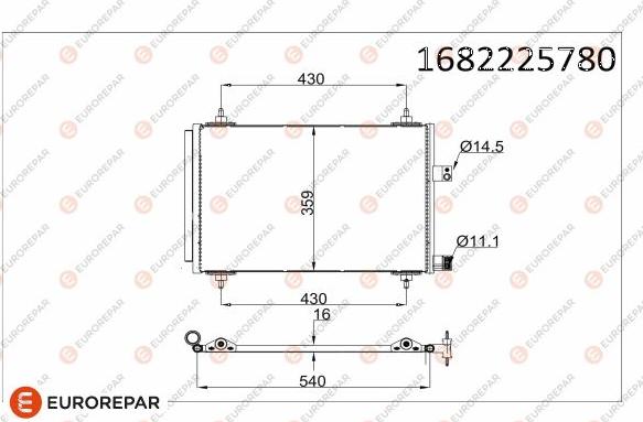 EUROREPAR 1682225780 - Kondensators, Gaisa kond. sistēma www.autospares.lv