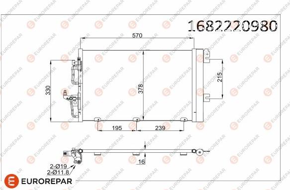 EUROREPAR 1682220980 - Kondensators, Gaisa kond. sistēma www.autospares.lv