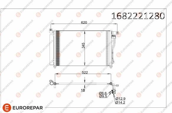 EUROREPAR 1682221280 - Kondensators, Gaisa kond. sistēma www.autospares.lv