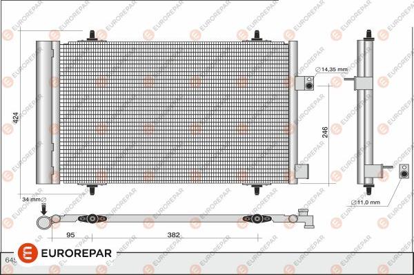 EUROREPAR 1626267480 - Kondensators, Gaisa kond. sistēma www.autospares.lv