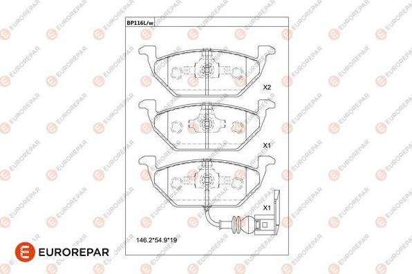 EUROREPAR 1677811980 - Bremžu uzliku kompl., Disku bremzes www.autospares.lv