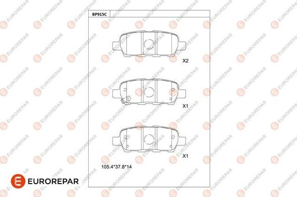 EUROREPAR 1677811780 - Bremžu uzliku kompl., Disku bremzes www.autospares.lv