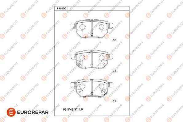 EUROREPAR 1677812480 - Bremžu uzliku kompl., Disku bremzes www.autospares.lv