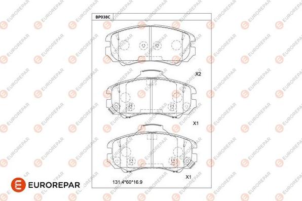 EUROREPAR 1677812680 - Bremžu uzliku kompl., Disku bremzes www.autospares.lv