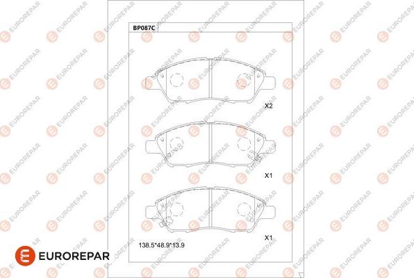 EUROREPAR 1677812180 - Bremžu uzliku kompl., Disku bremzes www.autospares.lv