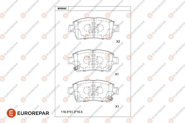 EUROREPAR 1677812380 - Bremžu uzliku kompl., Disku bremzes www.autospares.lv