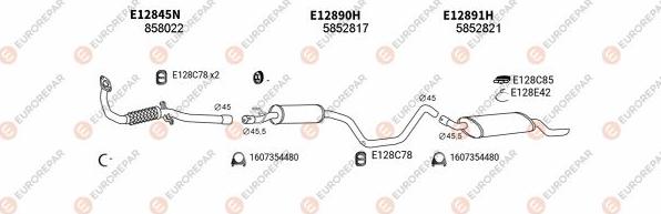 EUROREPAR EXH101230 - Izplūdes gāzu sistēma www.autospares.lv