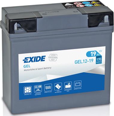 Exide GEL12-19 - Startera akumulatoru baterija www.autospares.lv