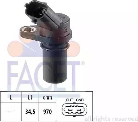 FACET 9.0439 - Rotācijas frekvences devējs, Automātiskā pārnesumkārba www.autospares.lv