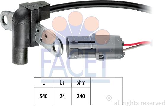 FACET 9.0016 - Sensor, crankshaft pulse www.autospares.lv