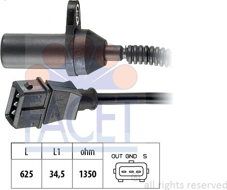 FACET 9.0285 - Impulsu devējs, Kloķvārpsta www.autospares.lv