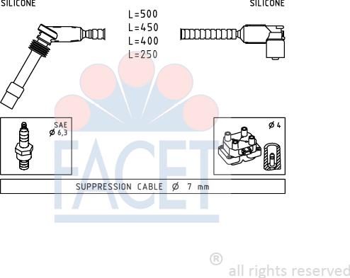 FACET 4.9904 - Augstsprieguma vadu komplekts www.autospares.lv