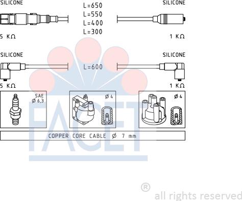 FACET 4.9933 - Augstsprieguma vadu komplekts www.autospares.lv