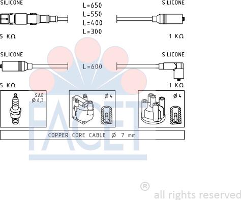 FACET 4.9932 - Augstsprieguma vadu komplekts www.autospares.lv