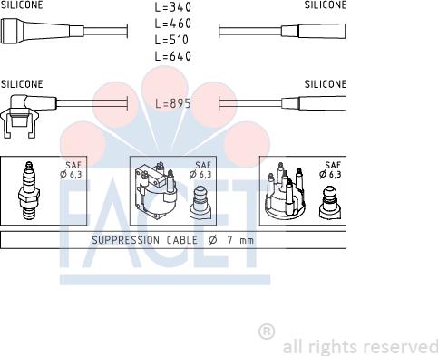 FACET 4.9499 - Augstsprieguma vadu komplekts www.autospares.lv