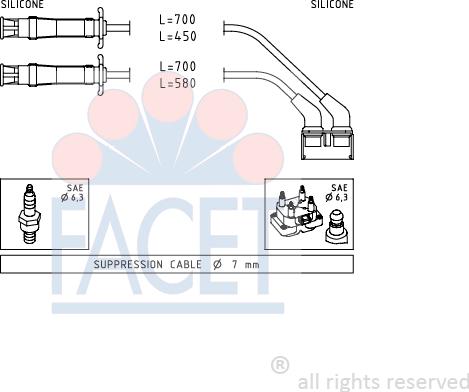 FACET 4.9446 - Augstsprieguma vadu komplekts www.autospares.lv