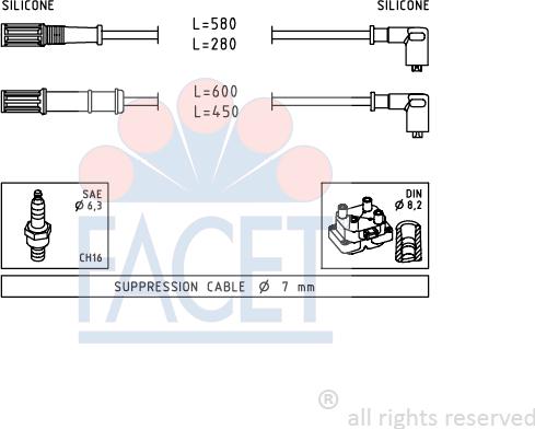 FACET 4.9451 - Augstsprieguma vadu komplekts www.autospares.lv