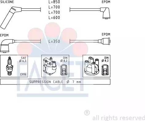 FACET 4.9407 - Augstsprieguma vadu komplekts www.autospares.lv