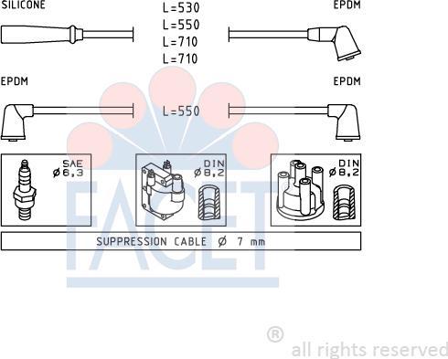 FACET 4.9413 - Augstsprieguma vadu komplekts www.autospares.lv