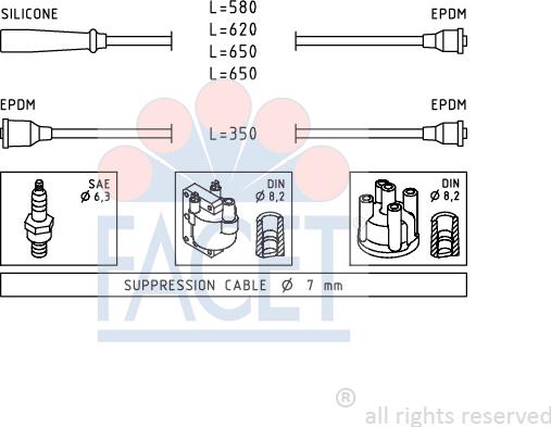 FACET 4.9417 - Augstsprieguma vadu komplekts www.autospares.lv