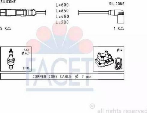 FACET 4.9484 - Augstsprieguma vadu komplekts www.autospares.lv