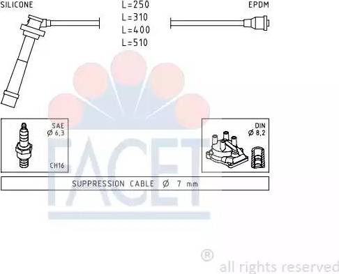 FACET 4.9434 - Augstsprieguma vadu komplekts www.autospares.lv