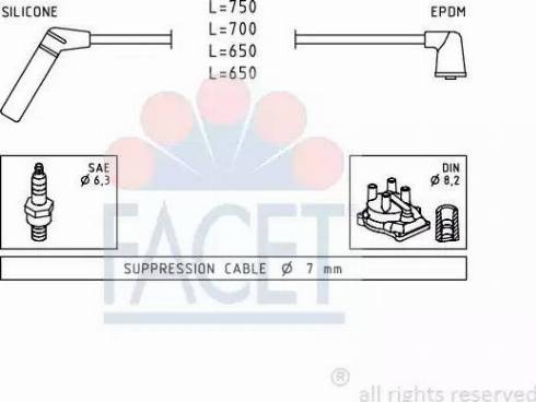 FACET 4.9420 - Augstsprieguma vadu komplekts www.autospares.lv