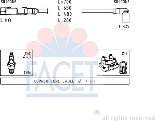 FACET 4.9479 - Augstsprieguma vadu komplekts www.autospares.lv